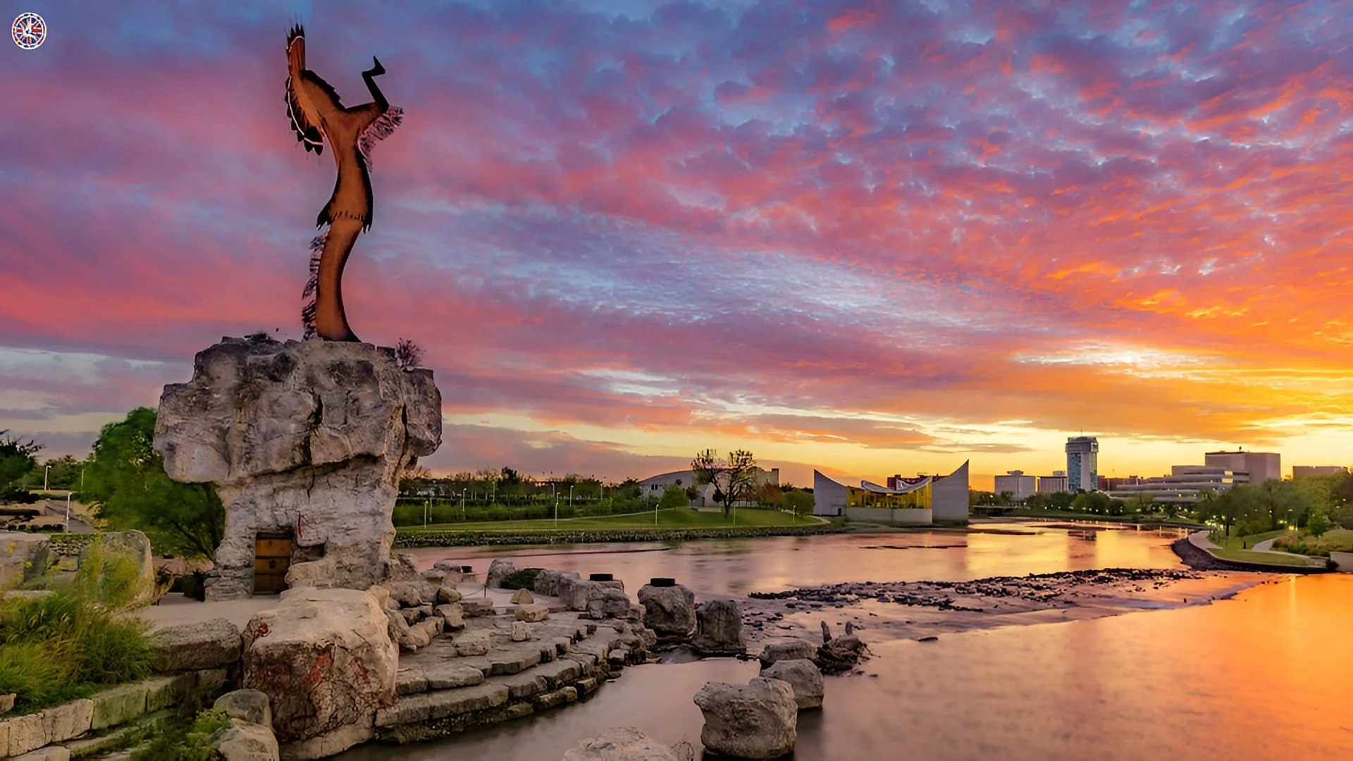 Wichita’s Keeper of the Plains overlooking the Arkansas River